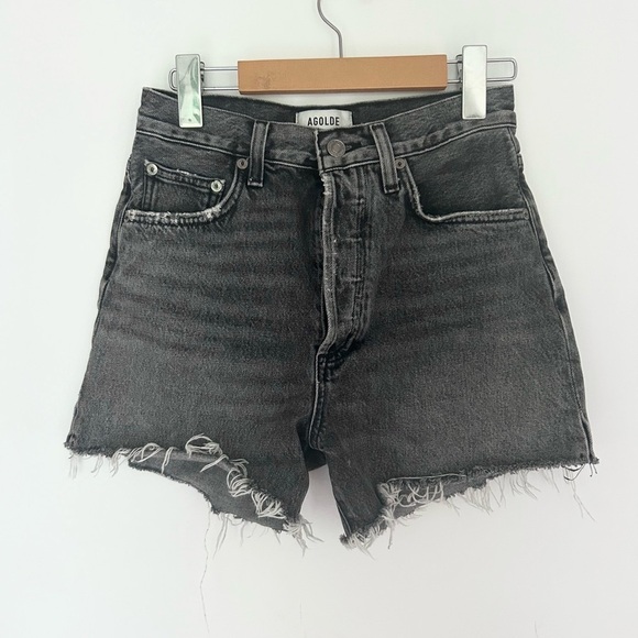 AGOLDE  Dee Short in Moxy denim jeans size 25 black grey high waisted - Picture 2 of 10